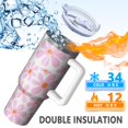 thumbnail image 5 of 40oz Tumbler with Handle and Straw, Vacuum Insulated Stainless Steel Travel Mug, Fits Car Cup Holder, Daisy Floral Print, 5 of 6