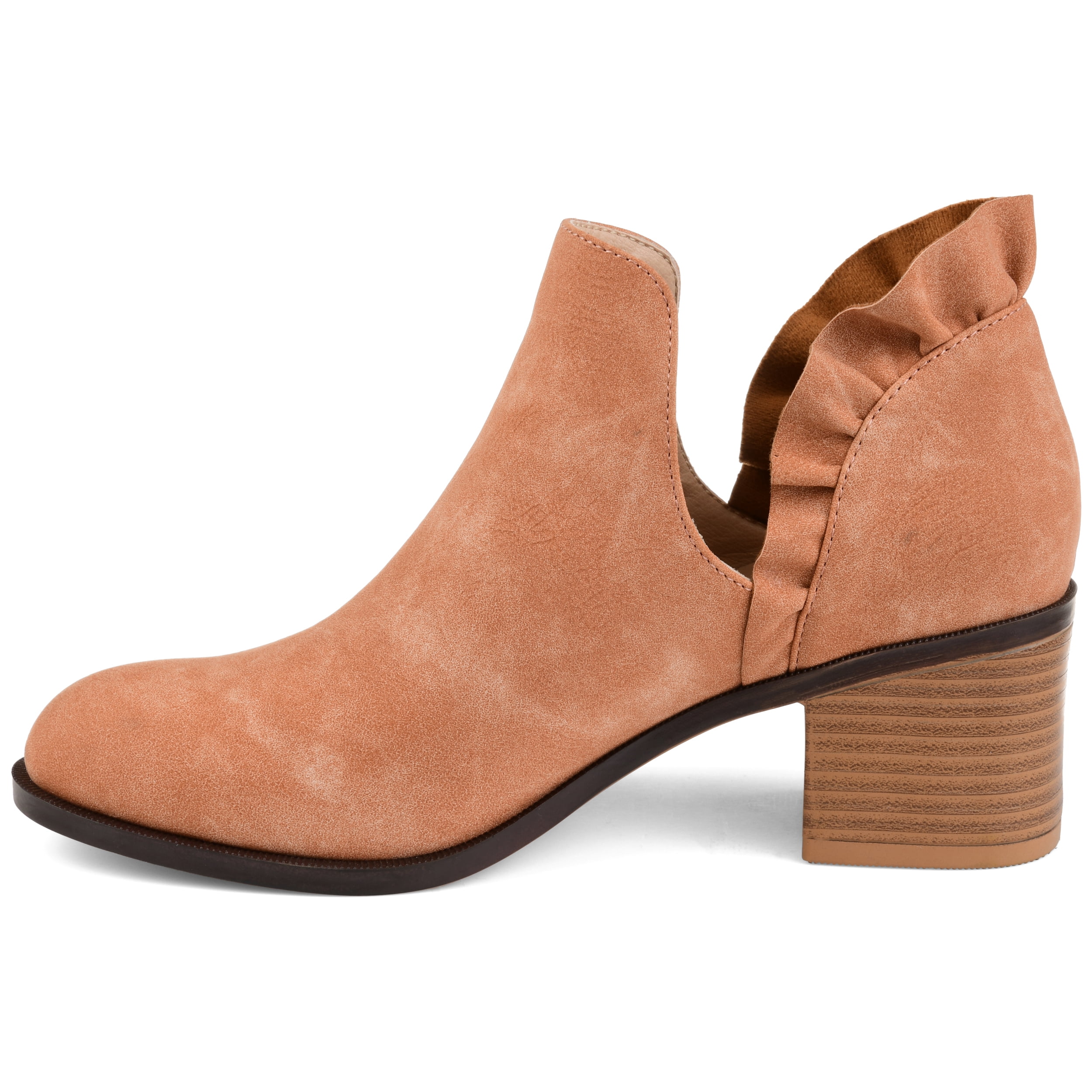 Journee Womens Lennie Slip On Stacked Heel Booties