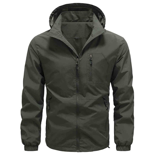 Men's Windbreakers Solid Color Thin Drying Windbreaker Outdoor Sports Jacket Windbreaker Jackets for Men Army Green 5XL