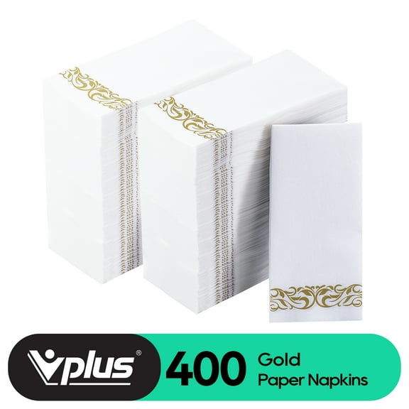 Vplus [400 Pack] Gold Paper Napkins for Bathroom, Guest Towels