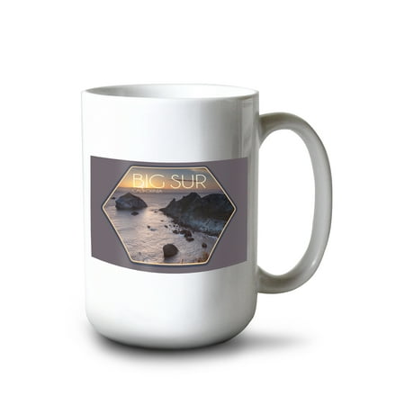 

15 fl oz Ceramic Mug Big Sur California Rocks at Sunset Contour Dishwasher & Microwave Safe