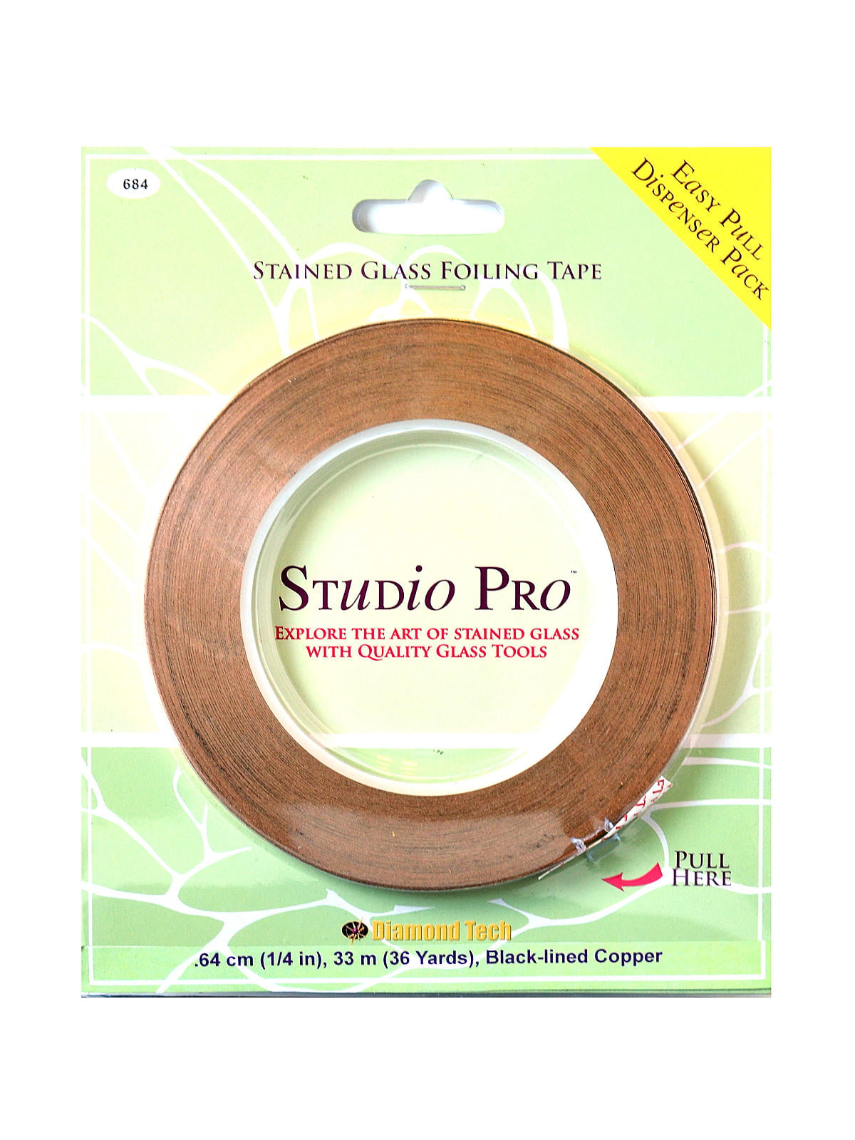 Studio Line Stained Glass Foil black lined copper, 1/4 in. (pack of 2) 