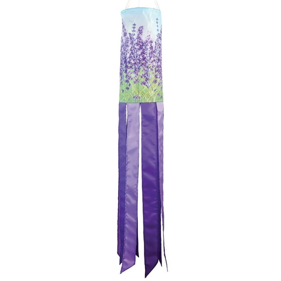In the Breeze 5211 — Lavender 40-inch Inspiration Windsock — Colorful Hanging Garden Décor with Embroidered Details