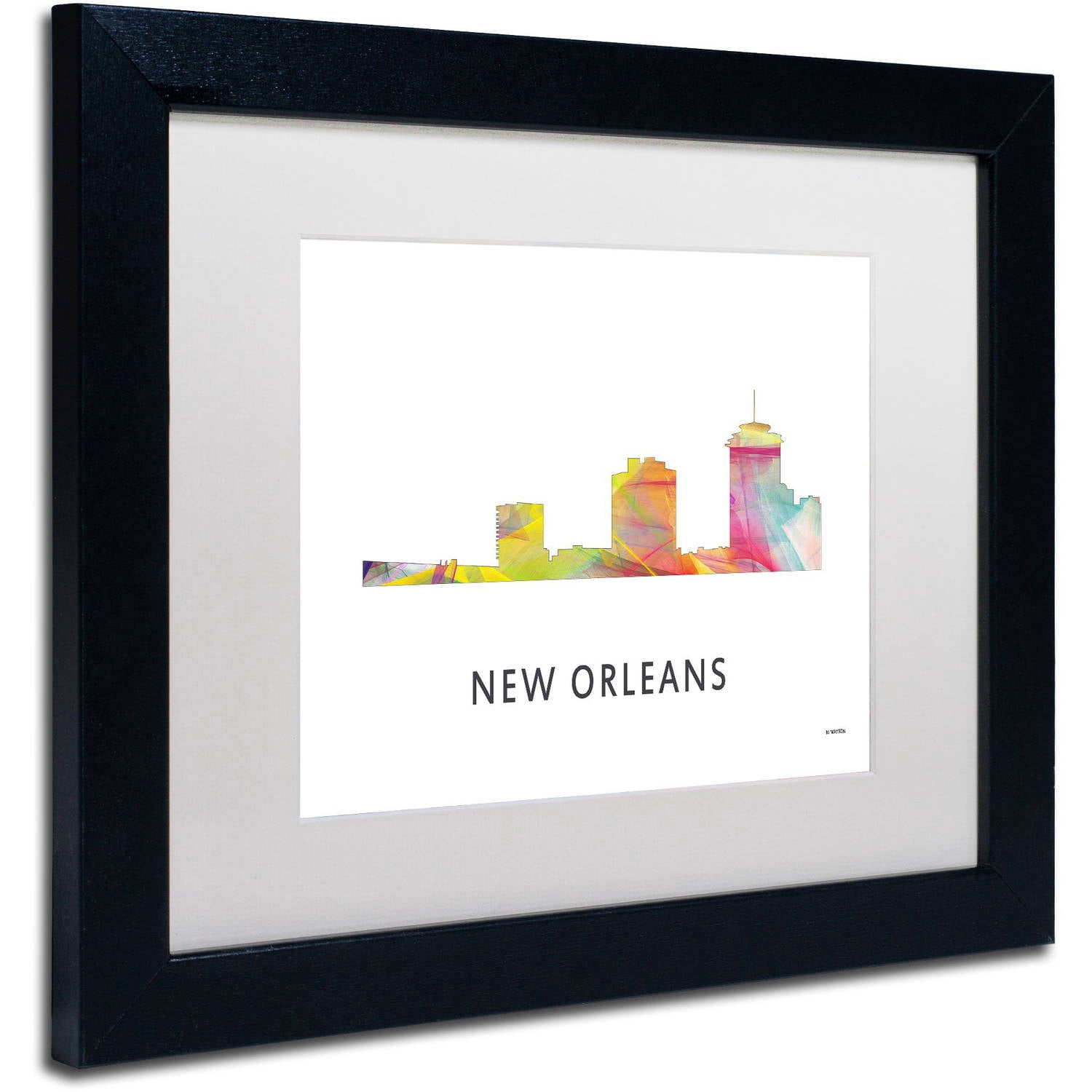 Trademark Fine Art 'New Orleans Louisiana Skyline WB-1' Canvas Art by Marlene Watson, White Matte, Black Frame