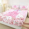 thumbnail image 3 of jejeloiu Princess Castle Twin Sheet Set,Cherry Blossom Fairy Tale,Microfiber Decor For Girls,3-Piece, 3 of 7