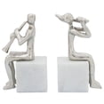 thumbnail image 6 of Decorative Metal Musicians on Marble Base Bookends - Artistic Bookshelf Decor or Book Accessories for Home Library - Contemporary Book Ends for Office Accent or Desk Decor - Set of 2, 8", Silver, 6 of 12