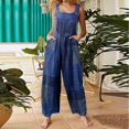 thumbnail image 4 of Combinaisons pour Femmes Sans Manches Dos Nu Bretelles Spaghetti Pantalon Large, 4 of 4