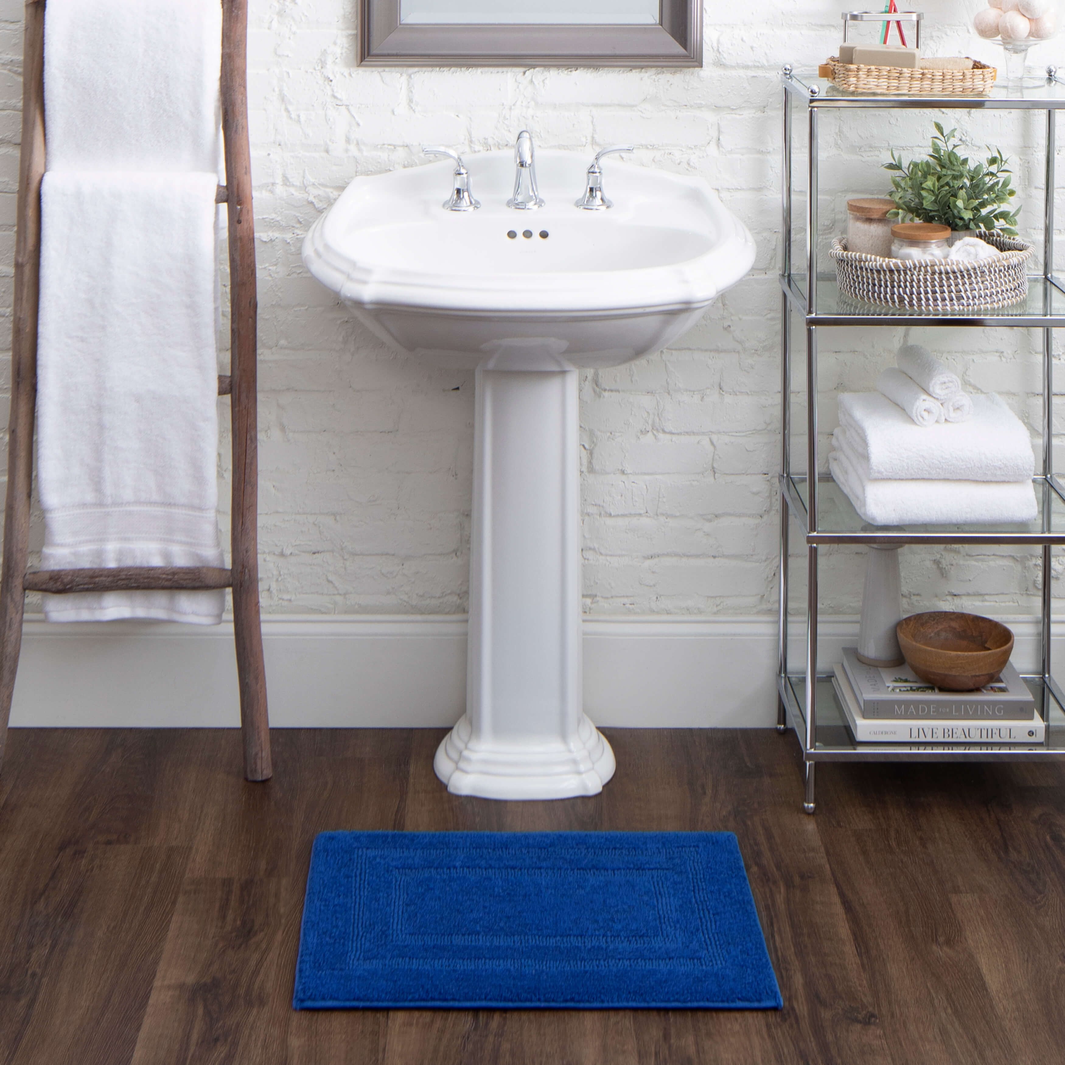 Mohawk Cotton Bath Mat Soft Absorbent Quick Dry Machine Washable Bathroom Mat, Cobalt, 21" x 34"