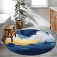 thumbnail image 3 of Round Rugs 4Ft, Navy Blue Round Area Rug Washable Indoor Throw Carpet, Abstract Modern Oil Painting Art Soft Non Slip Circle Rug for Kitchen Nursery Room Home Decor Aesthetic, 3 of 8