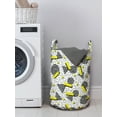 thumbnail image 3 of Geometric Laundry Bag, Line Art with Circle Triangles and Chevron Zigzags Vintage Artwork Print, Basket with Handles Drawstring Closure for Laundromats, 13" x 19", Yellow Black White, by Ambesonne, 3 of 4