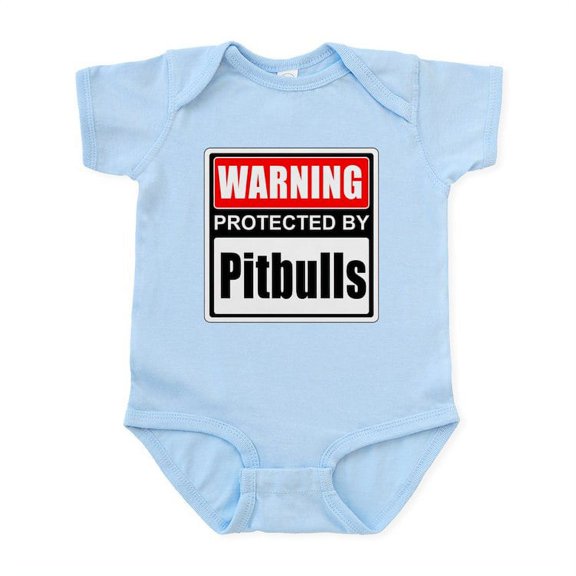 CafePress - Warning Pitbulls Body Suit - Baby Light Bodysuit, Size Newborn - 24 Months