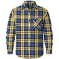thumbnail image 2 of Camisa Cromoncent de franela a cuadros casual para hombre, amarillo y azul, 2 of 7
