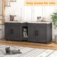 thumbnail image 6 of TEQIN 2 Cat Litter Box Enclosure,Litter Box Enclosure with 2 Room,Cat Washroom for 2 Cats,Hidden Litter Box ,Wooden Cat Washroom with Scratching Mat, 6 of 12