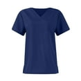 thumbnail image 5 of Minjewel Women's V-Neck Short Sleeve Two-Piece Scrubs for Women Set with Pockets, Soft & Breathable Scrub Set for Female Caregivers,Navy 2XL, 5 of 9