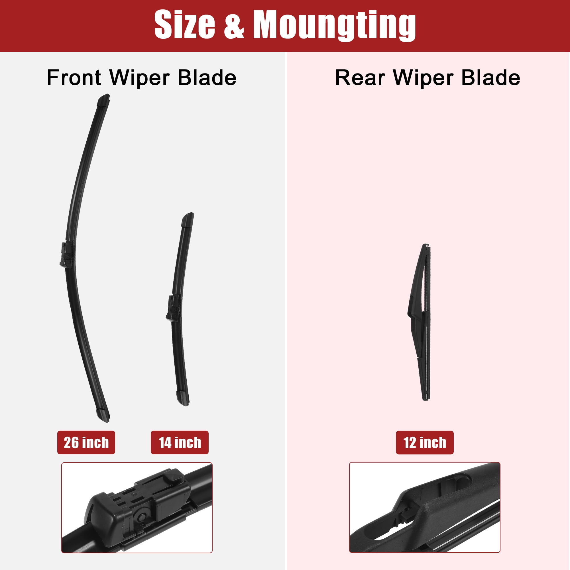 Unique Bargains 26 Inch 14 Inch 12 Inch Windshield Wiper Blade Set for Fiat 500X 2014 2023