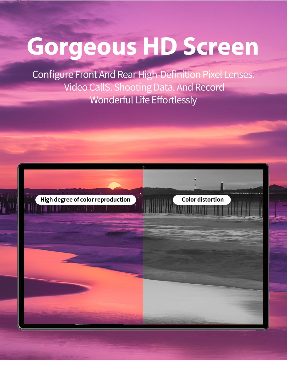 Purple Tablet 2026 Newest Android 12 Tablet , 10 Inch Tablet,5G Wi-Fi Tablet Computer,2 In 1 Tablet with Keyboard, 256GB ROM+8GB RAM ,Octa-Core Processor,1920 * 1200 IPS,Bluetooth,GPS