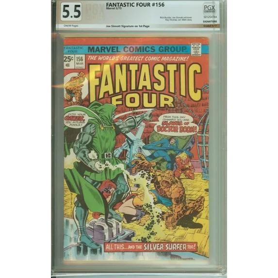 Fantastic Four #156 PGX 5.5 Signed by Joe Sinnott (Marvel Comics, 1975)