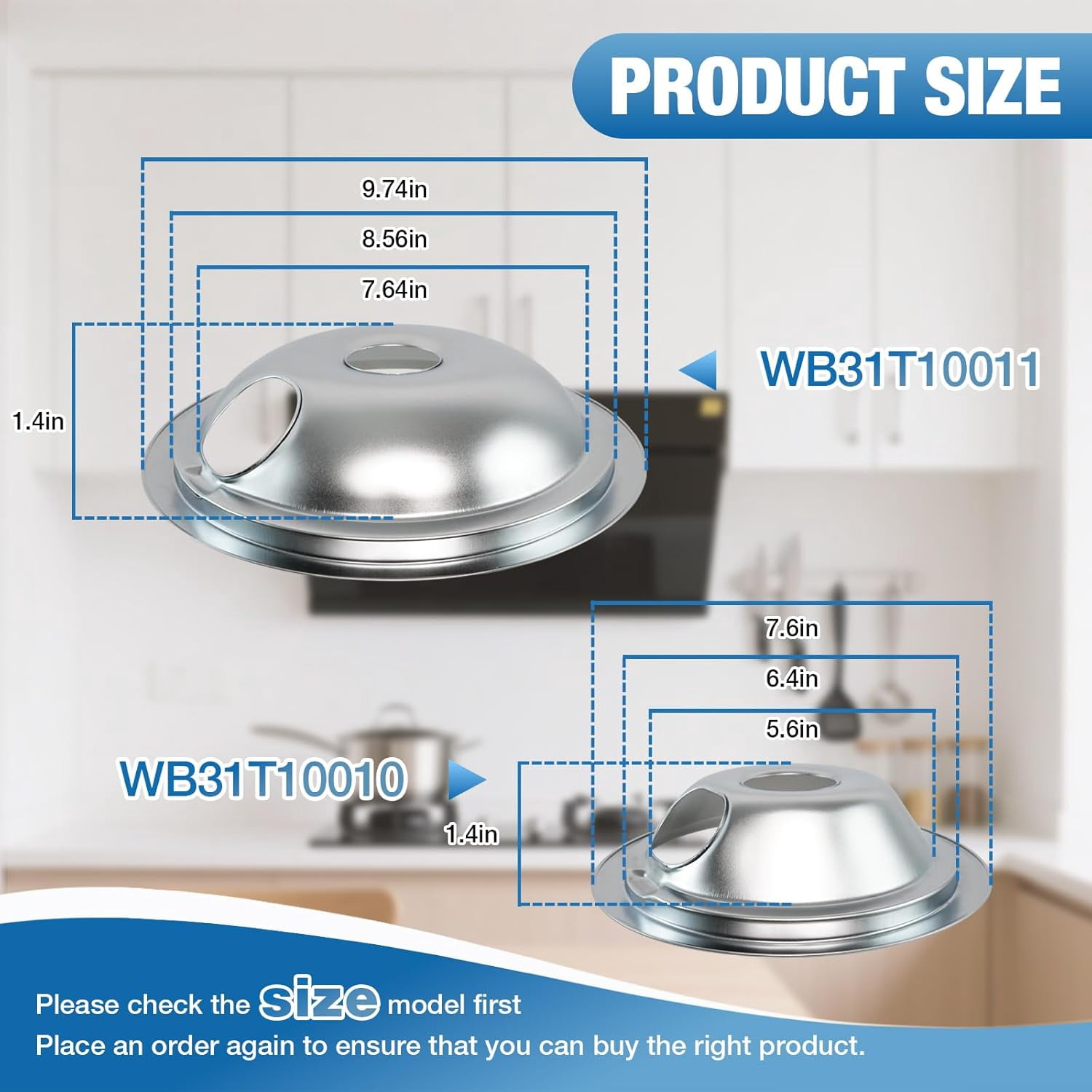 WB31T10010 WB31T10011 Chro e Drip Pans Set (4 Pack) - 2x6" & 2x8" Replace ent for , Hotpoint, Ken ore Electric Stoves with Locking Slot - Chro e Plated Steel Burner Bowls