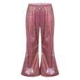 thumbnail image 2 of iiniim Kids Shiny Metallic Flare Pants Girls Elastic Waistband Wide Leg Bell Bottom for Performance Party, 2 of 7