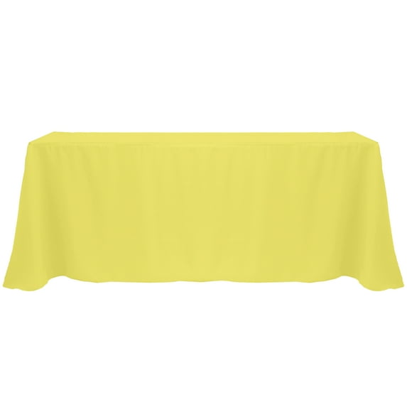 Ultimate Textile (10 Pack) 108 x 156-Inch Rectangular Polyester Linen Tablecloth with Rounded Corners - for Wedding, Restaurant or Banquet use, Lemon Yellow