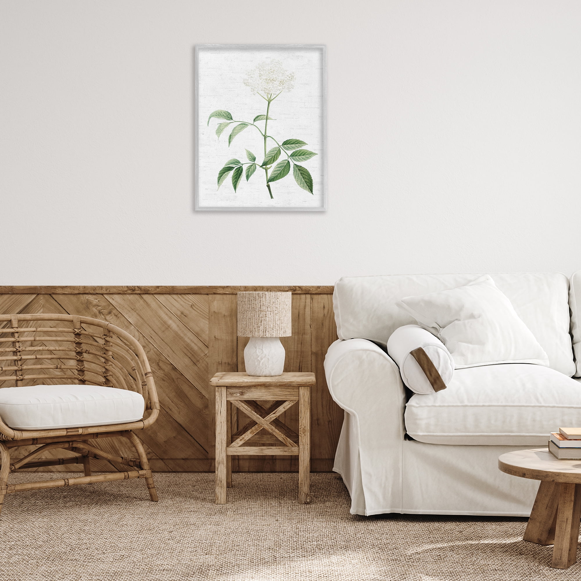 Stupell Industries Subtle Neutral Flower Botanical & Floral Painting Gray Framed Art Print Wall Art, 24 x 30
