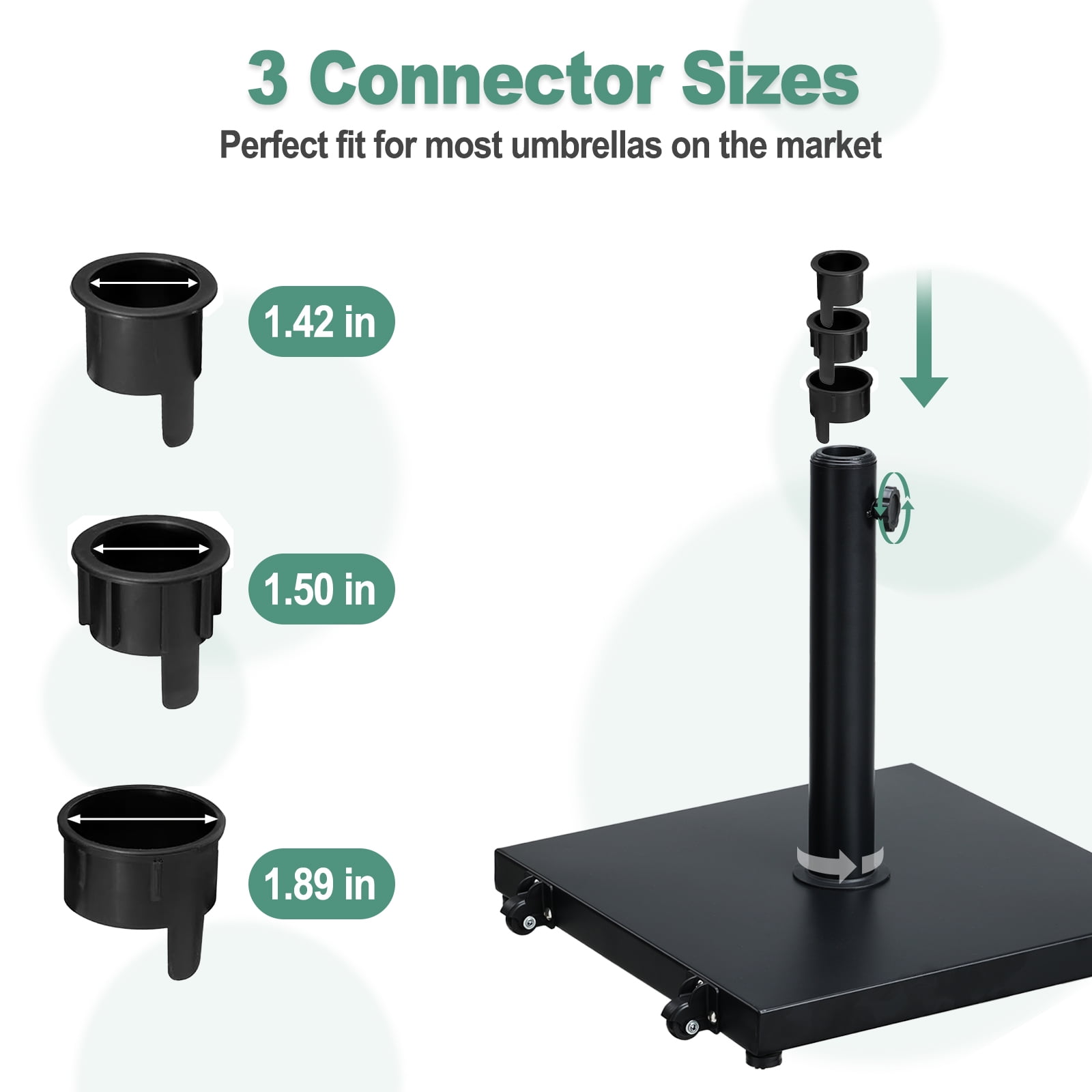 BPS 39 lb Heavy Duty Square Outdoor Concrete Patio Umbrella Base Stand Black