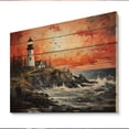 thumbnail image 2 of Designart "Lighthouse Guiding Painting II" Nautical & Beach Print on Natural Pine Wood, 2 of 5
