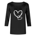 thumbnail image 4 of ABATAB Plus Size Womens 3/4 Sleeve V Neck T Shirts Valentina's Day Spring Shirts Love Heart Printed Gift Casual Tees Clothes, 4 of 6
