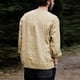 thumbnail image 3 of Camisa de lino de algodón para hombre, camiseta holgada informal de moda de otoño con cordón para hombre, camiseta de manga larga de Color puro para playa, Yoga, caqui M, 3 of 7