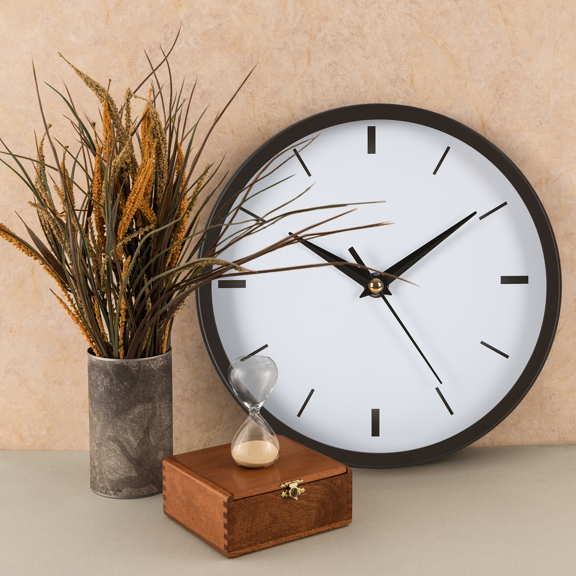 8-Inch Stainless Steel Wall Clock – Silent Battery-Operated Brushed Metal Finish, Black Dial for Modern Living Room, Bedroom, Office