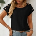 thumbnail image 5 of yillto Womens Tops Business Casual Dressy 2025 Summer Tops Short Sleeve Hollow out Button Work Blouses, 5 of 7