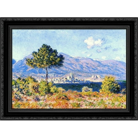 View of Antibes from the Plateau Notre Dame 24x20 Black Ornate Wood Framed Canvas Art by Monet, Claude