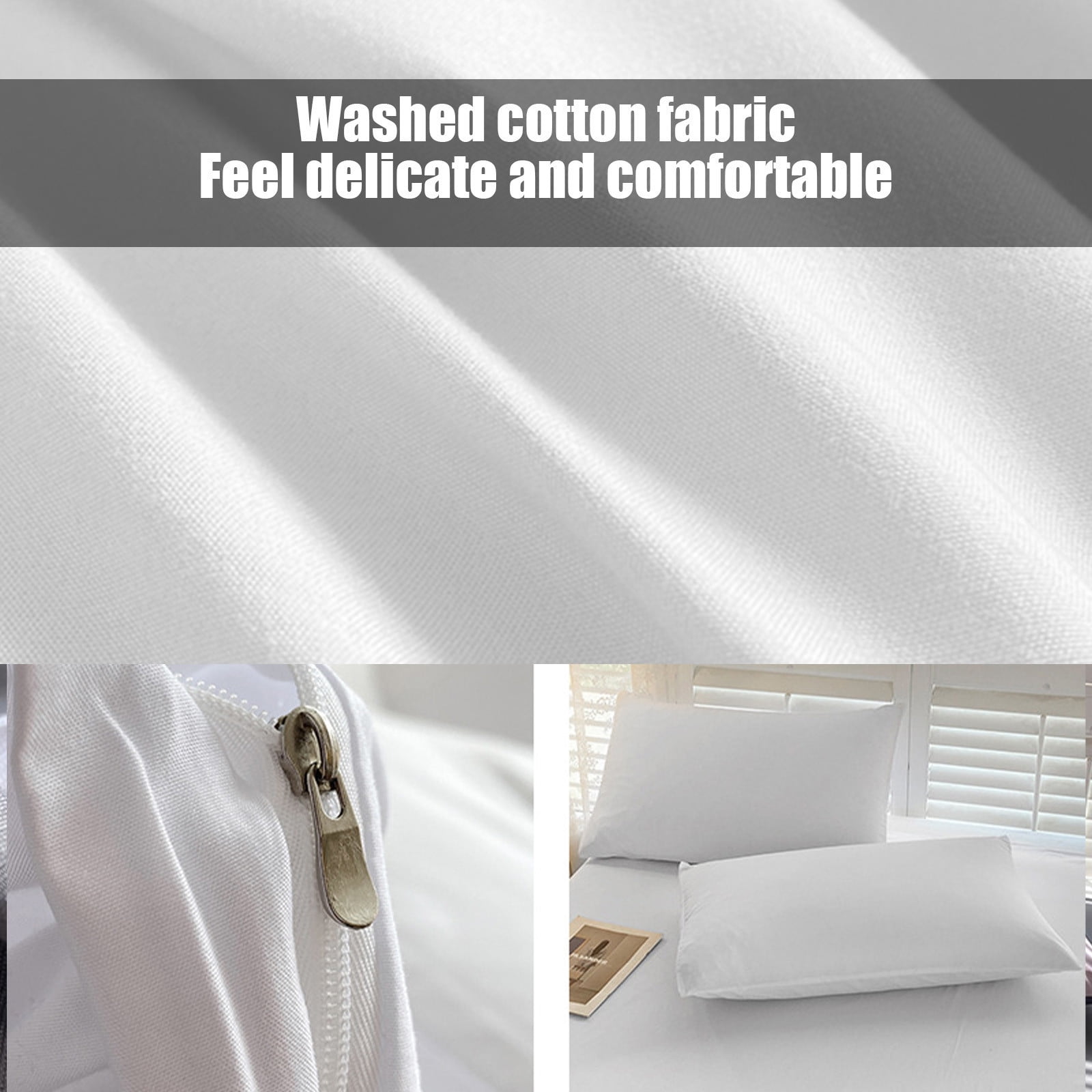 4 Piece Bed Sheets Queen/King Size Bedding Set with Duvet Cover Fitted Sheet 2 Pillowcases Soft Washed Polyester Wrinkle Free Easy Care by PALIFEUR