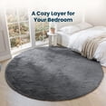 thumbnail image 2 of Sleep Zone Fluffy Round Shaggy Rug, Non Slip Soft Plush Carpet, Easy Clean Indoor Floor Mat, Dark Gray 4ft Round, 2 of 8