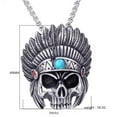thumbnail image 2 of PAMTIER Men's Vintage Stainless Steel Silver Special Headdress Skull Head Pendant Necklace with No Chain, 2 of 6