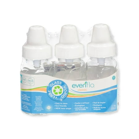 Evenflo 3pk 4 Oz Clear Glass Bottle