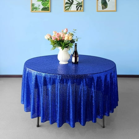 

Trimming Shop 70 - Round Sequin Tablecloth Glitter Sparkly Table Cover for Home & Dining Party Decoration Royal Blue - 10pcs