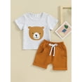 thumbnail image 3 of Musuos Baby 2 Piece Outfits 6 12 18 24M 3T Bear Print Short Sleeve Shirt and Elastic Shorts Set for Toddler Girl Boy, 3 of 10