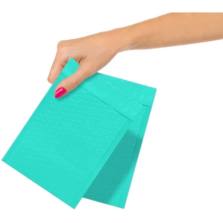 Bubble Poly Mailers, 4 x 7, Teal, 25 Count