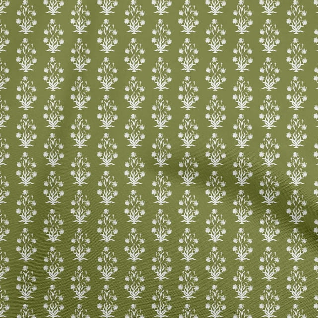 oneOone Polyester Spandex Light Green Fabric Asian Block Print Sewing Material Print Fabric By The Yard 56 Inch Wide