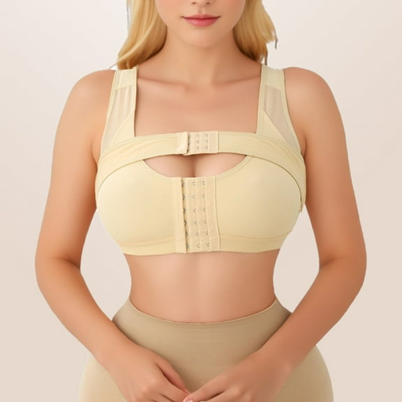 EOYWHK Wireless Bras for WomenThin Cup Front Buckle Shaping Bra For Women Without Steel Ring Side Elastic Gathering And Adjustment Double Layer Beautiful Back Underwear