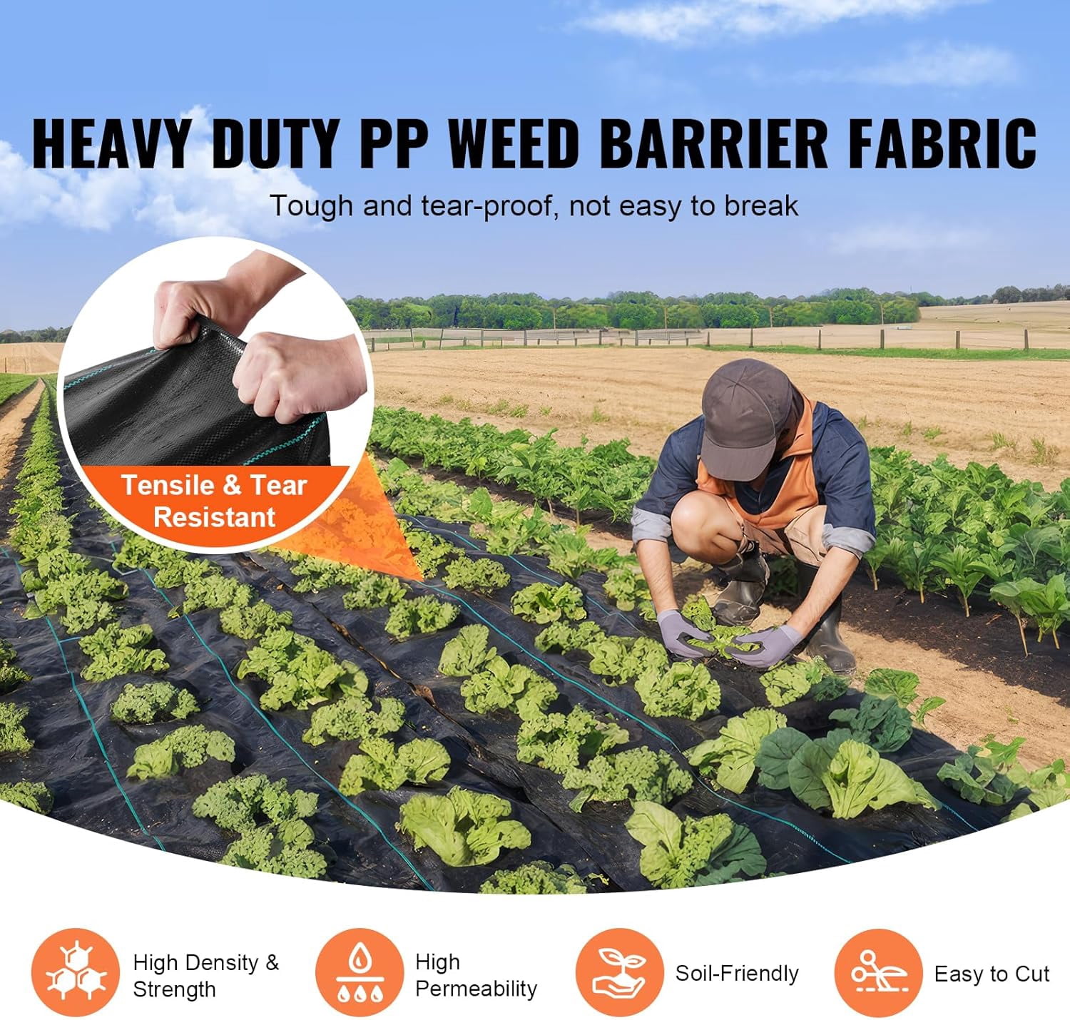 AWINQQY 3ftx50ft weed barrier fabric, landscape fabric,High Permeability for Weed Blocker Weed Mat, Driveway Fabric, Weed Control Garden Cloth