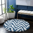 thumbnail image 3 of SAFAVIEH Giuseppe Chevron Shag Area Rug, Ivory/Blue, 10' x 14', 3 of 11