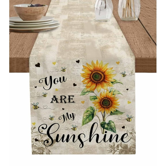 Table Runner Farmhouse Sunflower Flower Table Decoration for Kitchen Dinning Vintage Table Decoration for Indoor Outdoor Party Wedding Decor 13x90 Inch