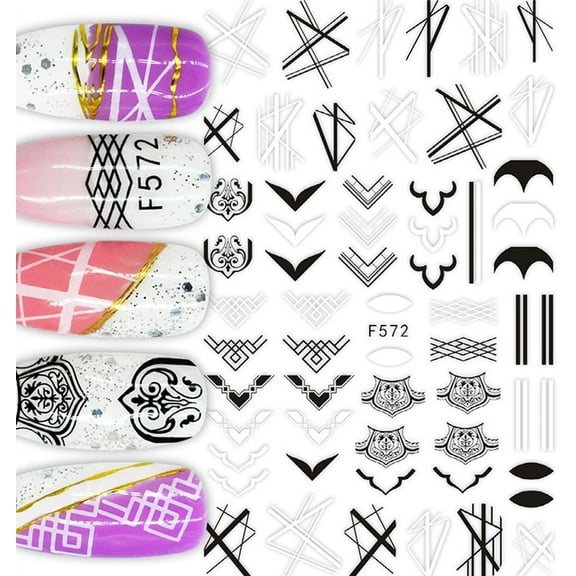 Black and white geometric patterns modern nail art stickers
