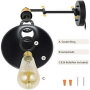 Oumilen SWING ARM Bedroom, Bedside Reading Wall Sconce, Brass & Black