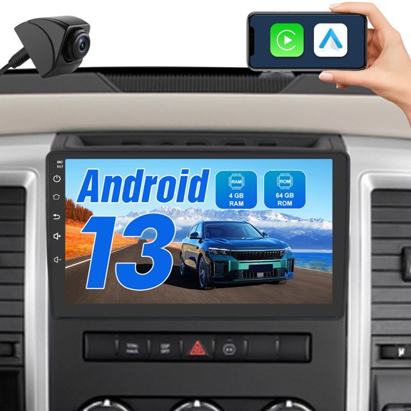AWESAFE Car Stereo for 2009-2012 Dodge RAM 1500/2500/3500 Wireless CarPlay/Android Auto 4 64GB HD Radio Upgrade with Free Backup Camera