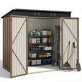 thumbnail image 2 of 6' x 4' Outdoor Storage Shed - Anti-Corrosion Metal, Double Lockable Doors, Waterproof UV-Proof, Outdoor Storage for Backyard/Patio/Lawn, Brown, 2 of 7