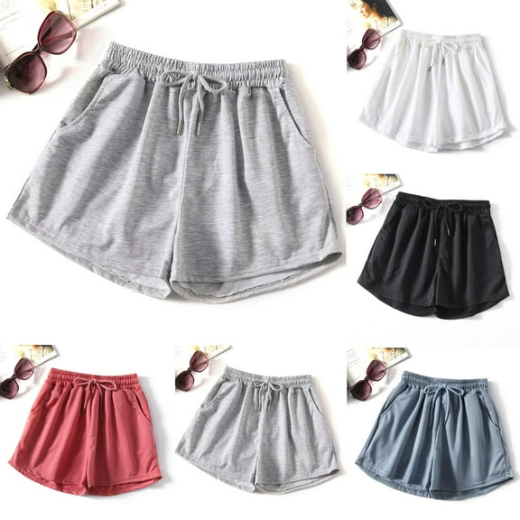 Shorts for Women Plus Size Clearance,,Xunlbb Women's Fashionable PrintedSolid Color Thin And Loose Fitting Running And Fitness Can Be Worn Externally And Wide Leg Casual A-line Short ,Blue L