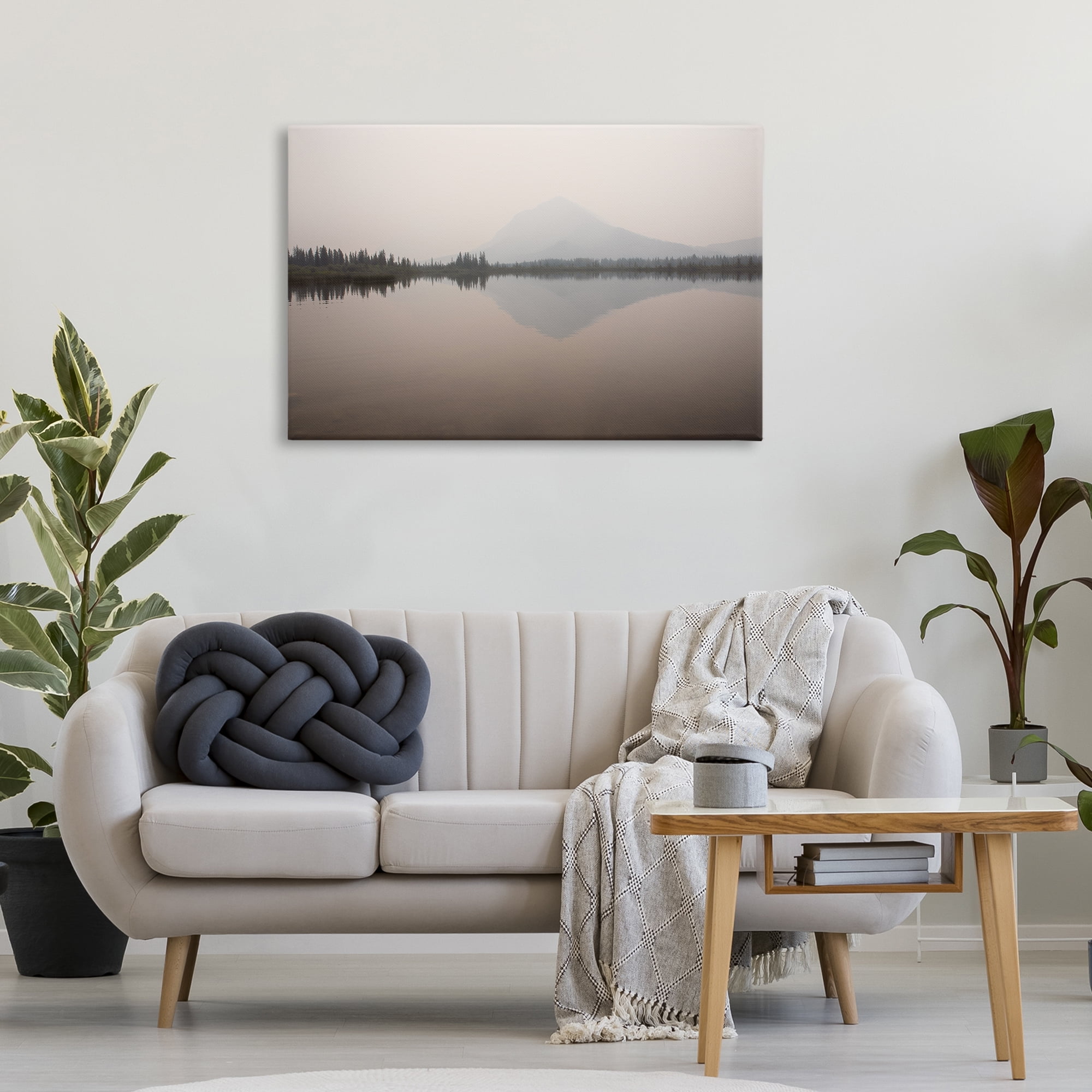 Stupell Industries Mountain Peak Reflecting Lake Landscape & Nature Photography Wrapped Canvas Art Print Wall Art, 36 x 24